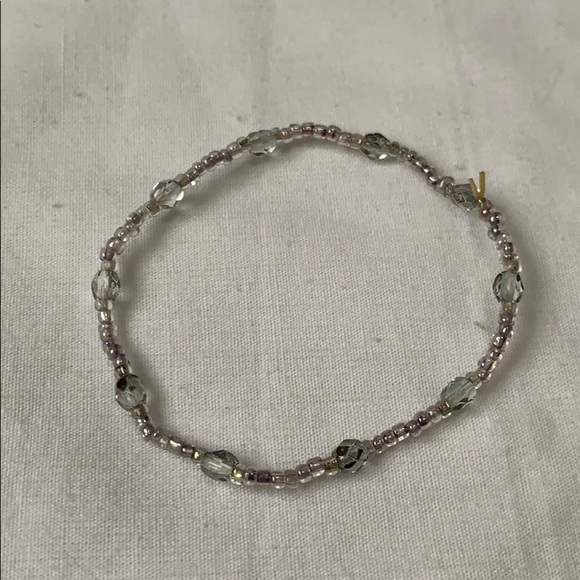 Small gray beaded elastic bracelet - Picture 1 of 3